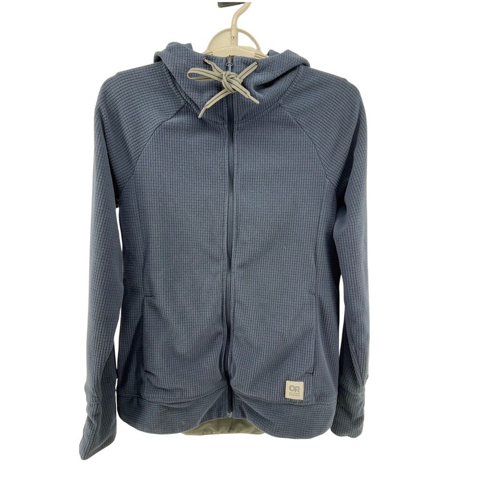 Outdoor Research Waffle Knit Full Zip Hoodie Jacket Women's XS Slate Blue‎